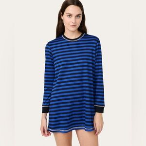 NWT Cozyland by Morgan Lane Jordan Dress - Stormy Stripe Black/Blue in small